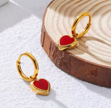 Load image into Gallery viewer, Red Heart Huggie Earrings