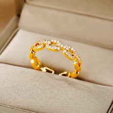 Load image into Gallery viewer, Twist Chain Open Zircon Ring