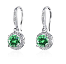 Load image into Gallery viewer, Emerald Zircon Dangling Earrings