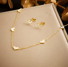 Load image into Gallery viewer, Mini Shell Heart Necklace & Earring Set