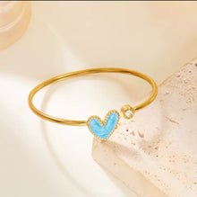 Load image into Gallery viewer, Love Heart Shell Bangle Bracelet
