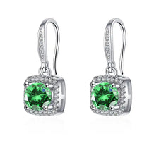 Load image into Gallery viewer, Emerald Zircon Dangling Earrings