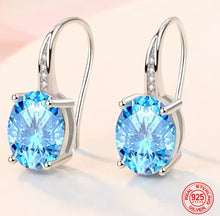 Load image into Gallery viewer, Blue Crystal Oval Drop Earrings