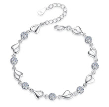 Load image into Gallery viewer, Hearts & Aqua Zircon Bracelet