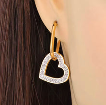 Load image into Gallery viewer, Big Zircon Heart Hoop Earrings