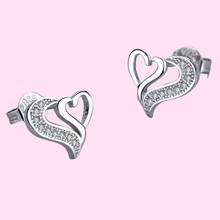 Load image into Gallery viewer, Crystal Dancing Hearts Stud Earrings