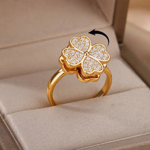 Load image into Gallery viewer, Zircon Four Clover Anti Stress/Anti Anxiety Fidget Ring