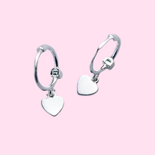 Load image into Gallery viewer, Small Dangling Huggie Heart Hoops