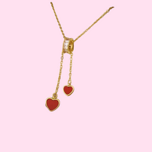Load image into Gallery viewer, 2 Red Hearts Dangling Necklace