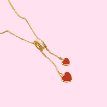 Load image into Gallery viewer, 2 Red Hearts Dangling Necklace