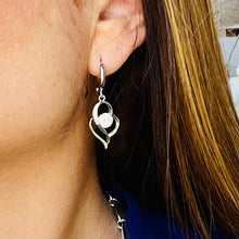 Load image into Gallery viewer, Sideways Dangling Zircon Heart Earrings