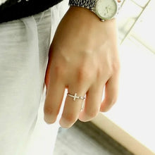 Load image into Gallery viewer, Zircon Open Cross Ring