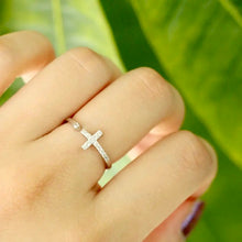 Load image into Gallery viewer, Zircon Open Cross Ring