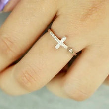Load image into Gallery viewer, Zircon Open Cross Ring