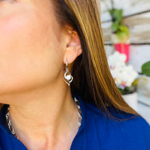 Load image into Gallery viewer, Sideways Dangling Zircon Heart Earrings