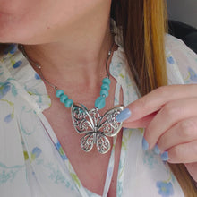 Load and play video in Gallery viewer, Big Vintage Butterfly Necklace