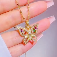 Load and play video in Gallery viewer, Colorful Zircon Butterfly Necklace