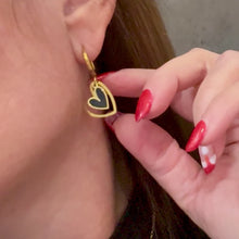 Load and play video in Gallery viewer, Double Heart Dangling Hoops Earrings