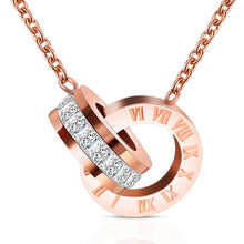 Load image into Gallery viewer, Gold Timeless Circle Crystal Roman Numeral Necklace