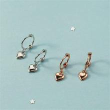 Load image into Gallery viewer, Small Dangling Huggie Heart Hoops