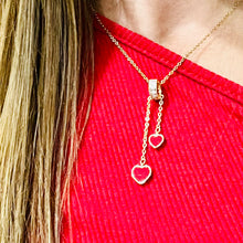 Load image into Gallery viewer, 2 Red Hearts Dangling Necklace