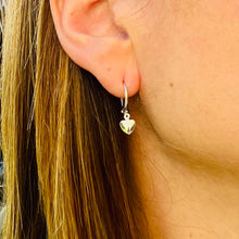 Load image into Gallery viewer, Small Dangling Huggie Heart Hoops