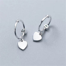 Load image into Gallery viewer, Small Dangling Huggie Heart Hoops