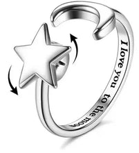Load image into Gallery viewer, Anti-Stress/ Anti-Anxiety Star & Moon Fidget Spinner Ring