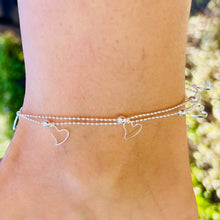 Load image into Gallery viewer, Hollow Dangling Hearts Anklet