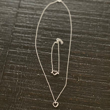 Load image into Gallery viewer, 3 Stone Sterling Silver Heart Necklace & Bracelet