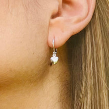 Load image into Gallery viewer, Small Dangling Huggie Heart Hoops