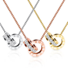 Load image into Gallery viewer, Gold Timeless Circle Crystal Roman Numeral Necklace