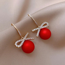 Load image into Gallery viewer, Crystal Bow Knot Dangling Earrings