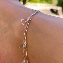 Load image into Gallery viewer, Hollow Dangling Hearts Anklet