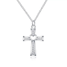 Load image into Gallery viewer, Heart Cross Necklace