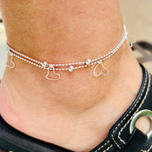 Load image into Gallery viewer, Hollow Dangling Hearts Anklet