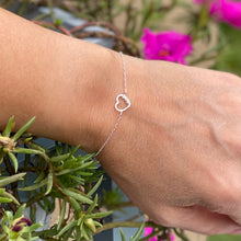 Load image into Gallery viewer, 3 Stone Sterling Silver Heart Necklace & Bracelet