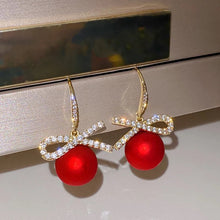 Load image into Gallery viewer, Crystal Bow Knot Dangling Earrings