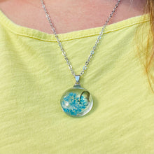 Load image into Gallery viewer, Round Glass Butterfly Pendant Necklace