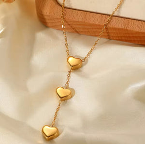 3 Dangling Heart Necklace