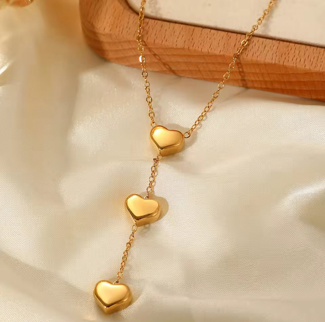3 Dangling Heart Necklace