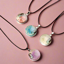 Load image into Gallery viewer, Round Glass Butterfly Pendant Necklace
