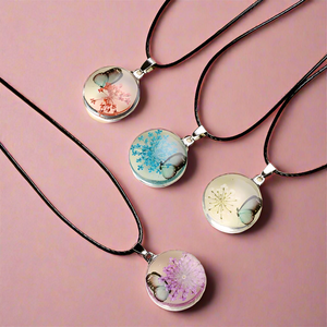 Round Glass Butterfly Pendant Necklace