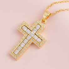 Load image into Gallery viewer, Square Zircon Cross Pendent Necklace
