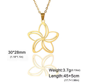 Five Petal Flower Necklace & Earrings Set