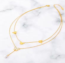 Load image into Gallery viewer, Double Layer Butterfly Shell Pearl Necklace
