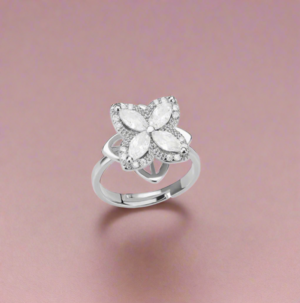 Four Leaf Flower Fidget Spinner Ring
