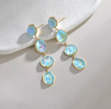 Load image into Gallery viewer, 4 Stone Dangling Resin Necklace &amp; Earrings Set
