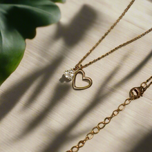 Load image into Gallery viewer, Hollow Heart &amp; Mini Zircon Heart Necklace
