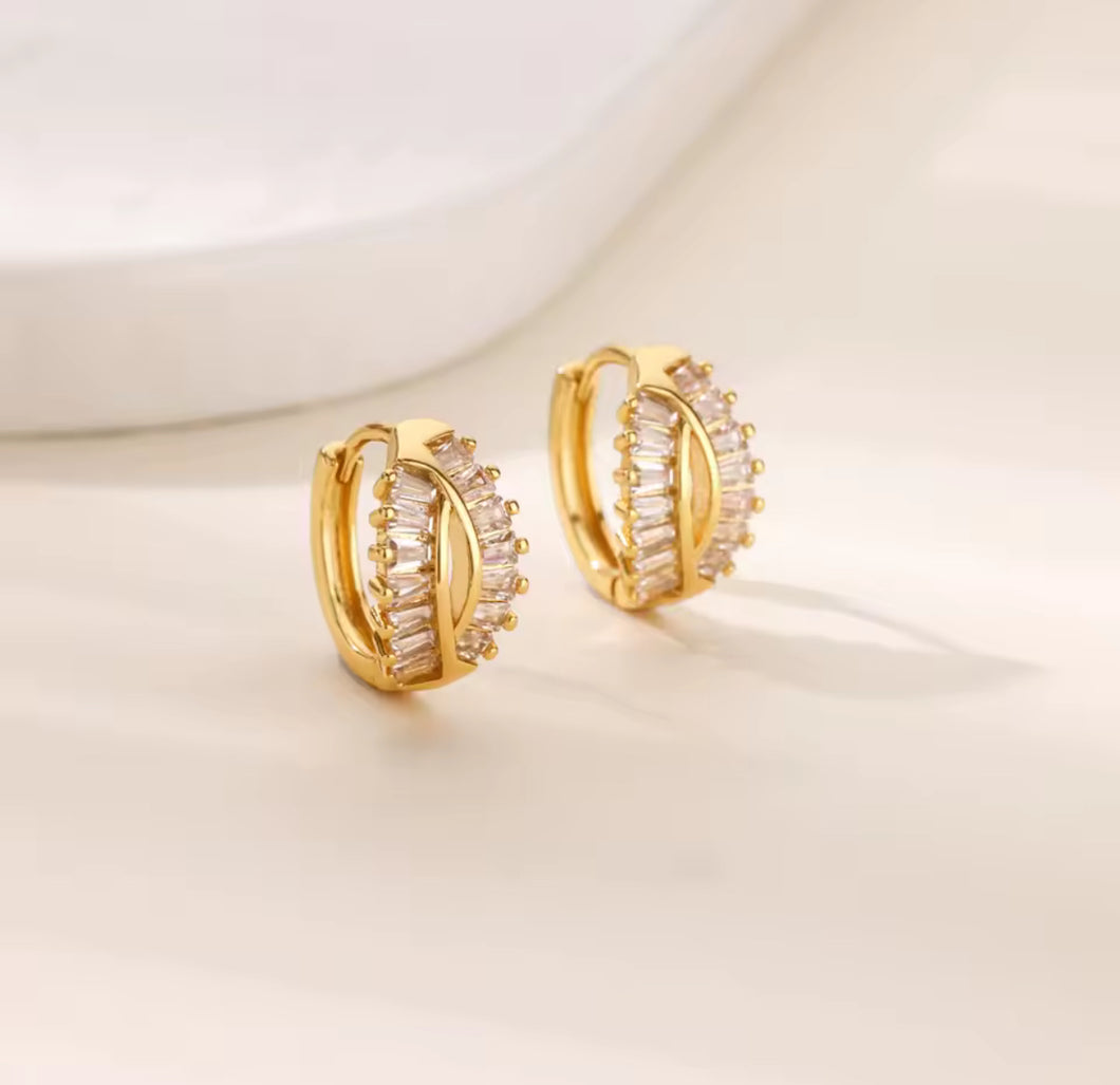 Open Baguette Hoop Earrings